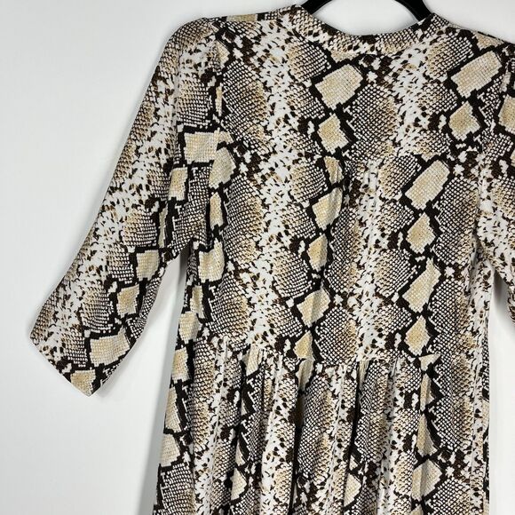 Maeve Anthropologie Women Size S Beige Brown A-line Dress Snakeskin Animal Print - Picture 6 of 6